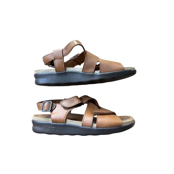 SAS Womens Brown Leather Huggy All Day Tripad Comfort Sandals Size 8M - Picture 11 of 15